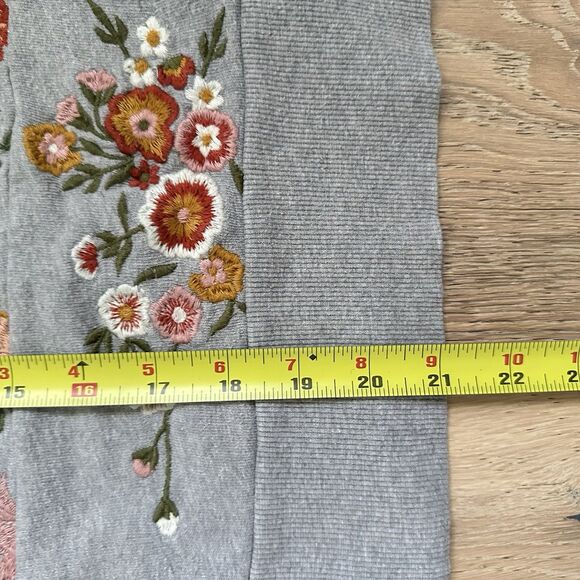 Maeve x Anthropologie Marcie Sweatshirt Womens XS Gray Floral Embroidery Boho - Picture 11 of 14